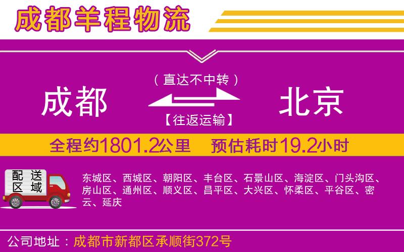 成都到北京物流專線
