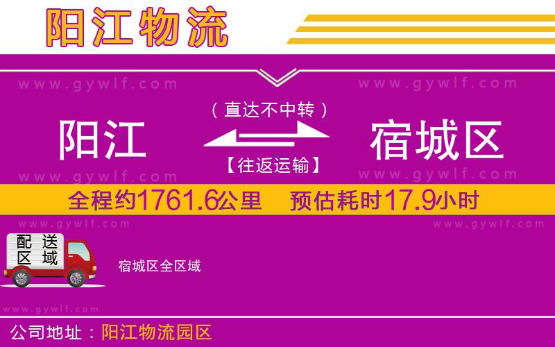 陽(yáng)江到宿城區(qū)物流公司