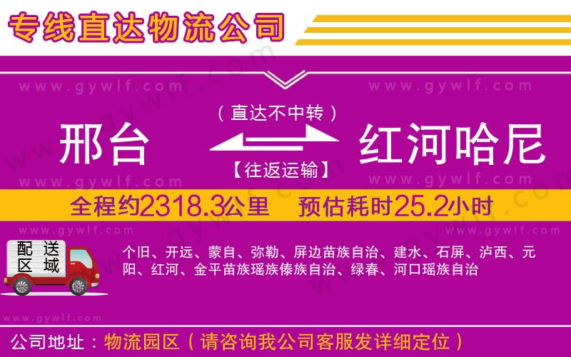 邢臺(tái)到紅河哈尼族彝族自治州物流公司