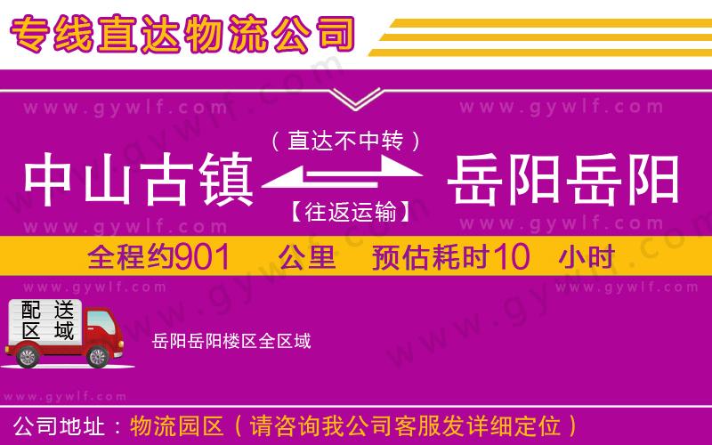 中山古鎮(zhèn)到岳陽(yáng)岳陽(yáng)樓區(qū)物流公司