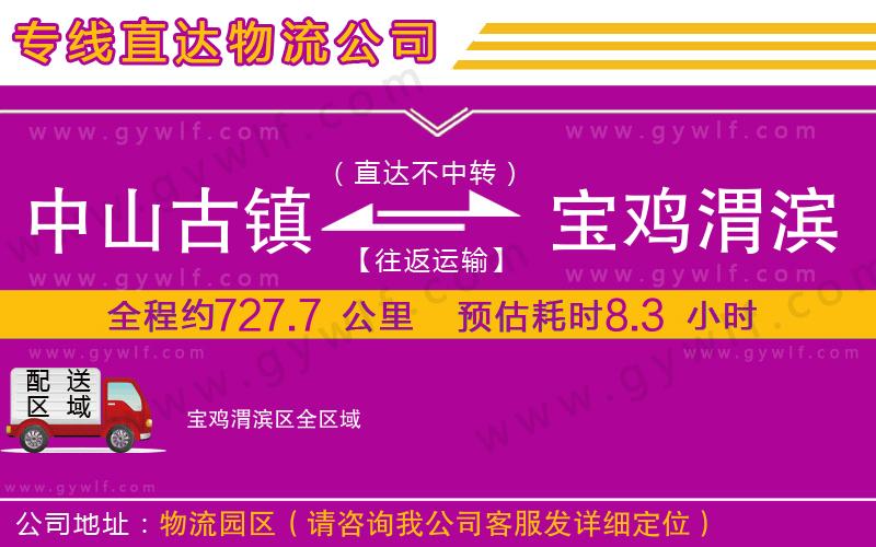 中山古鎮(zhèn)到寶雞渭濱區(qū)物流公司