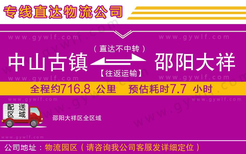 中山古鎮(zhèn)到邵陽(yáng)大祥區(qū)物流公司