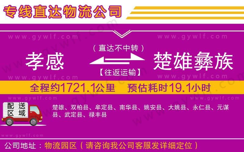 孝感到楚雄彝族自治州物流公司