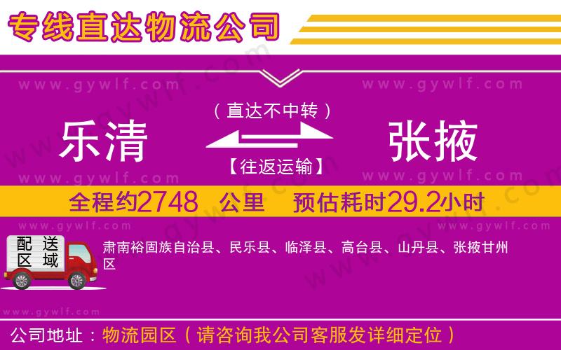 樂清到張掖物流公司