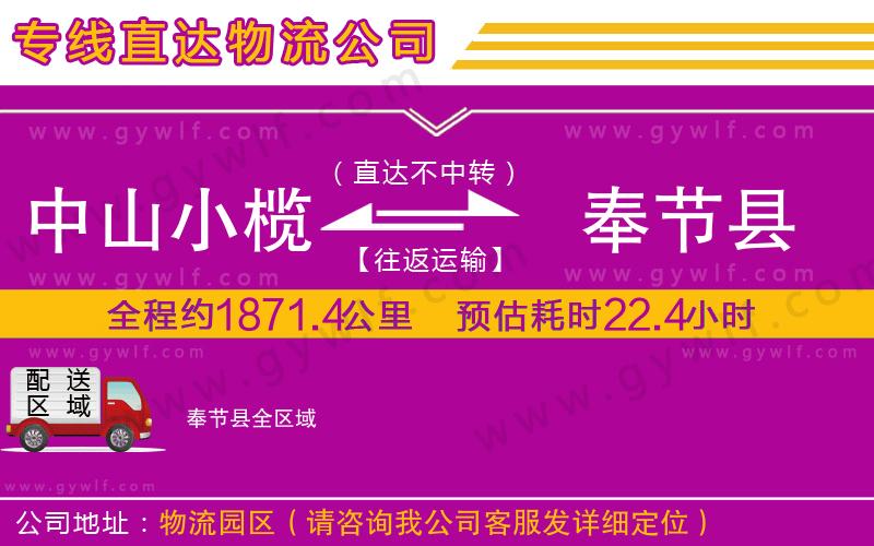 中山小欖到奉節(jié)縣物流公司