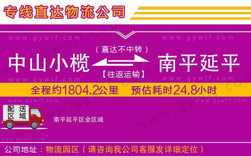 中山小欖到南平延平區(qū)物流公司