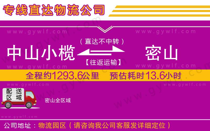 中山小欖到密山物流公司