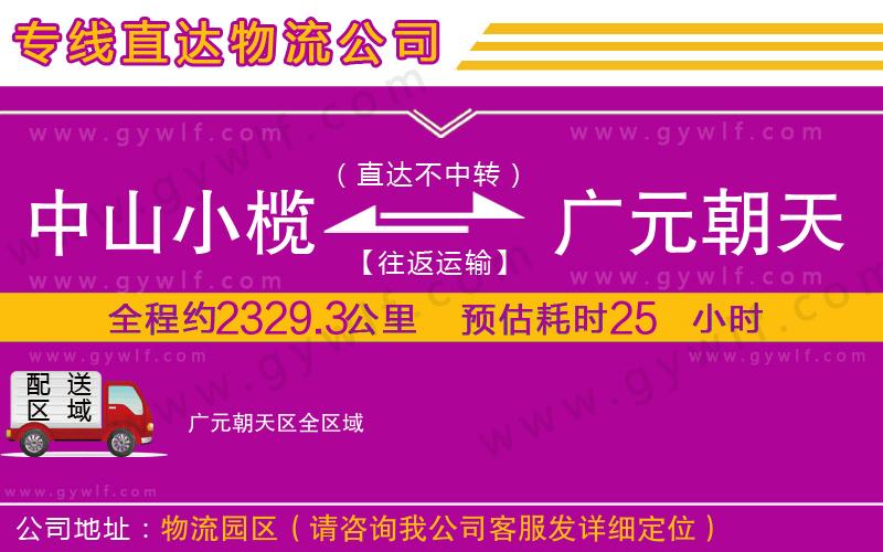 中山小欖到廣元朝天區(qū)物流公司