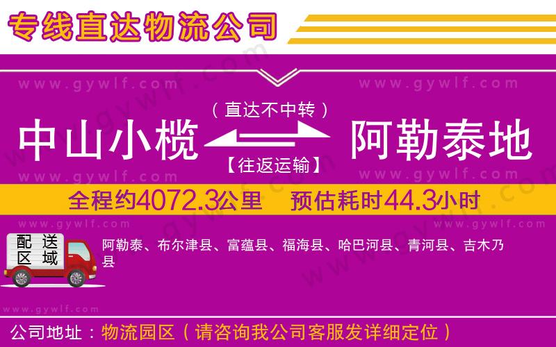 中山小欖到阿勒泰地區(qū)物流公司