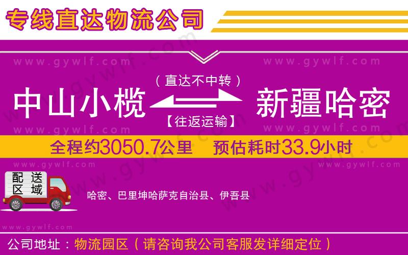 中山小欖到新疆哈密地區(qū)物流公司