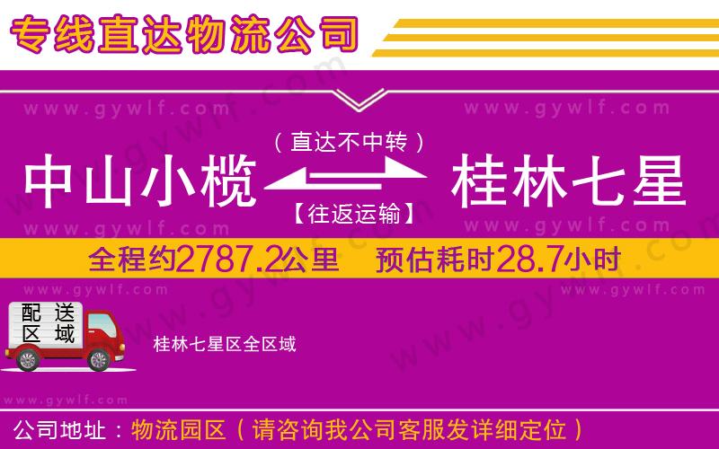 中山小欖到桂林七星區(qū)物流公司