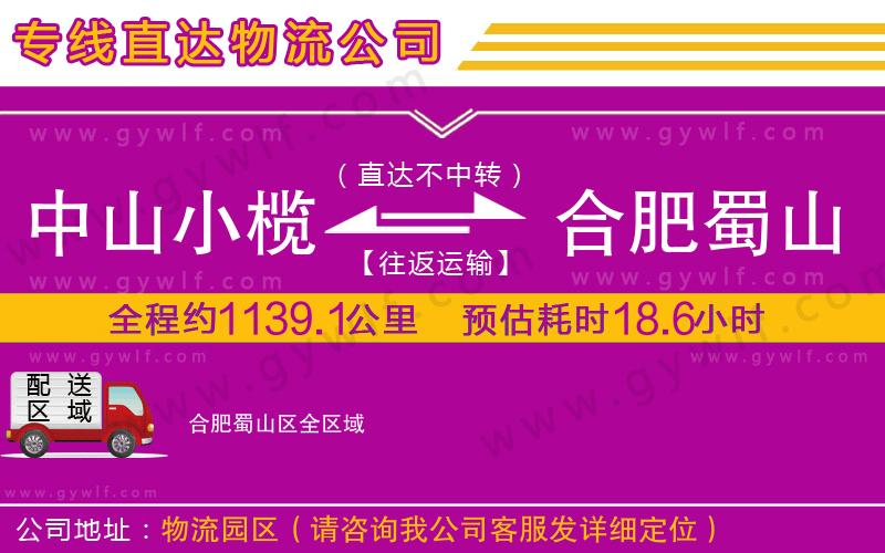 中山小欖到合肥蜀山區(qū)物流公司