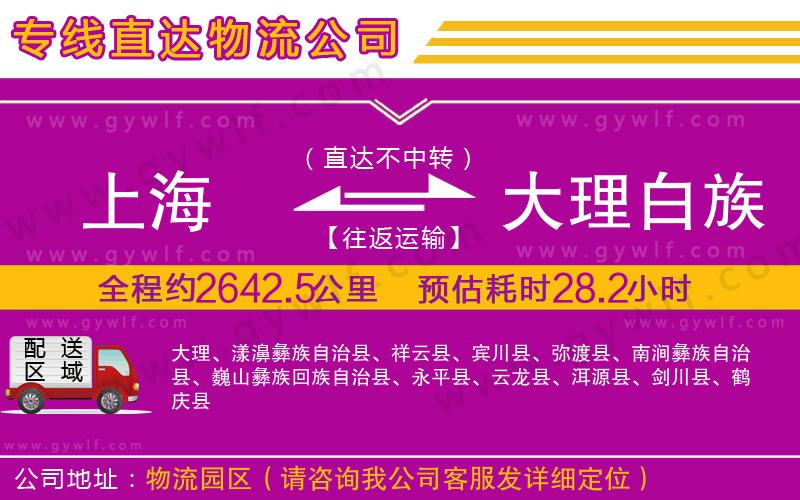 上海到大理白族自治州貨運專線