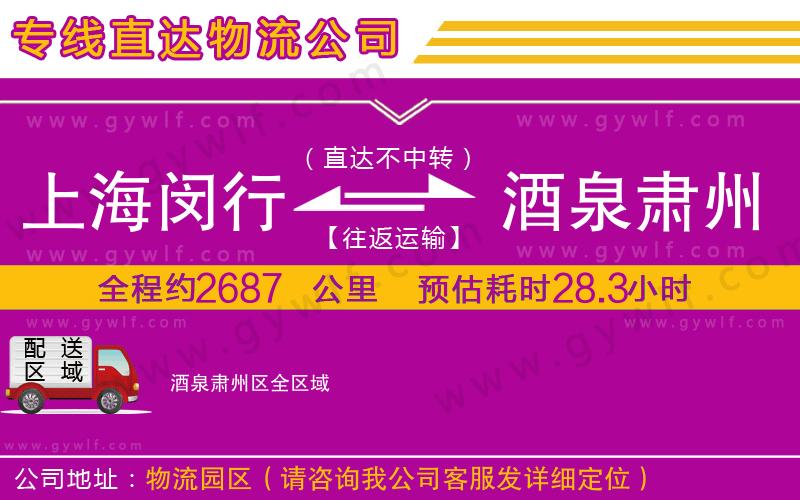 上海閔行區(qū)到酒泉肅州區(qū)物流公司