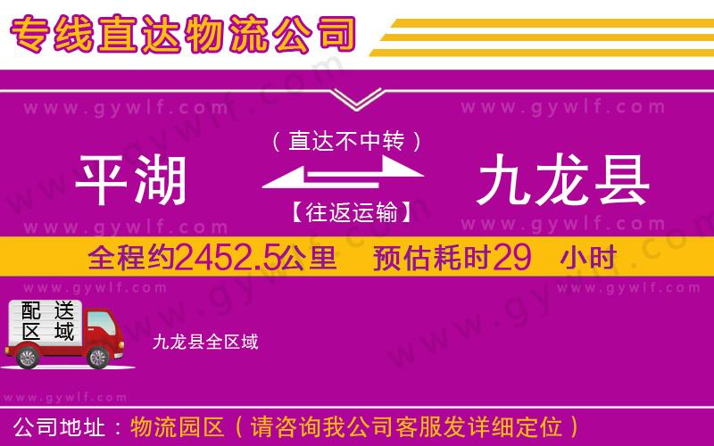 平湖到九龍縣物流公司