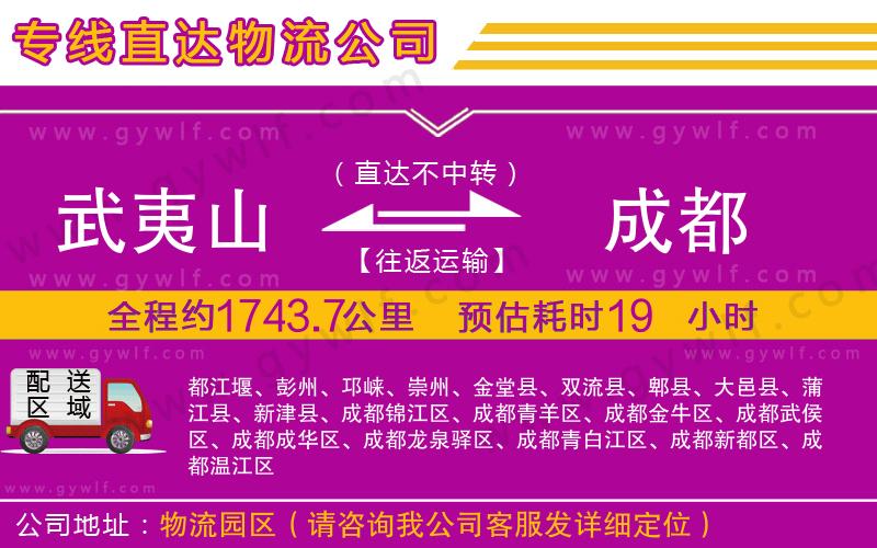武夷山到成都物流公司