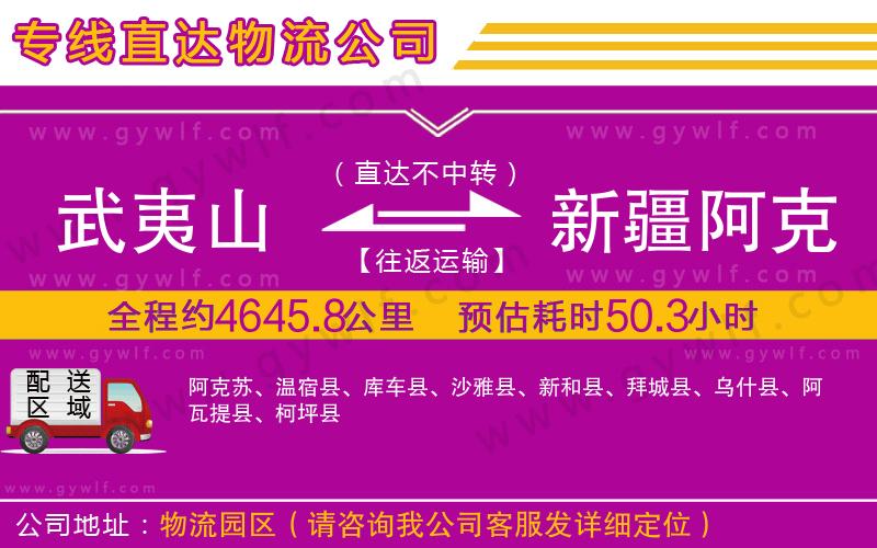 武夷山到新疆阿克蘇地區(qū)物流公司