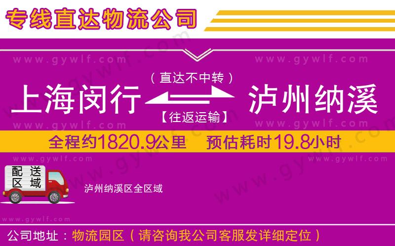 上海閔行區(qū)到瀘州納溪區(qū)物流公司