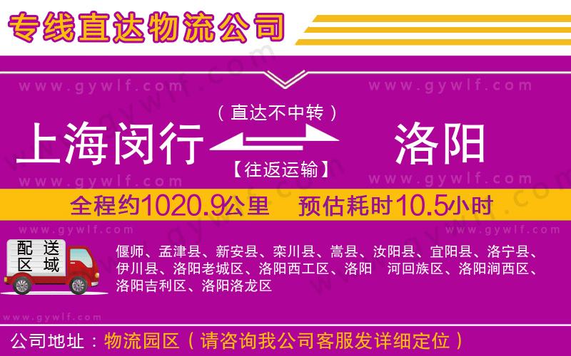上海閔行區(qū)到洛陽物流公司
