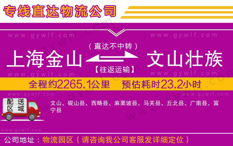 上海金山區(qū)到文山壯族苗族自治州物流公司
