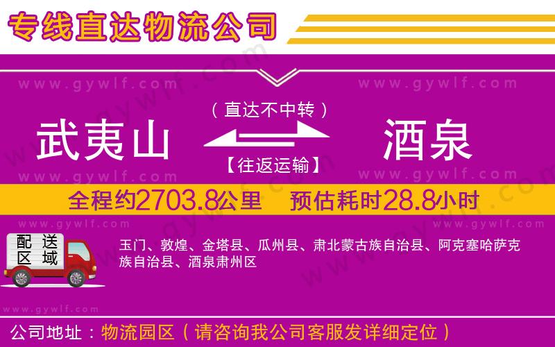 武夷山到酒泉物流公司