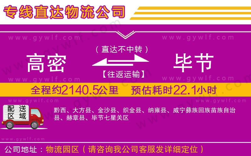 高密到畢節(jié)物流公司