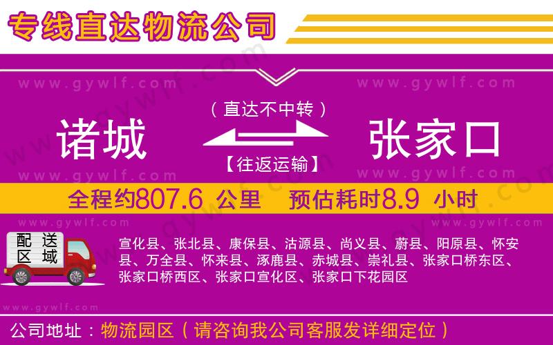 諸城到張家口物流公司