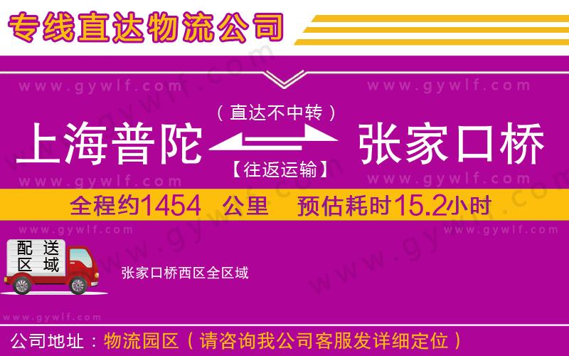上海普陀區(qū)到張家口橋西區(qū)物流公司
