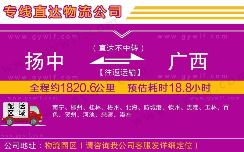 揚中到廣西物流公司