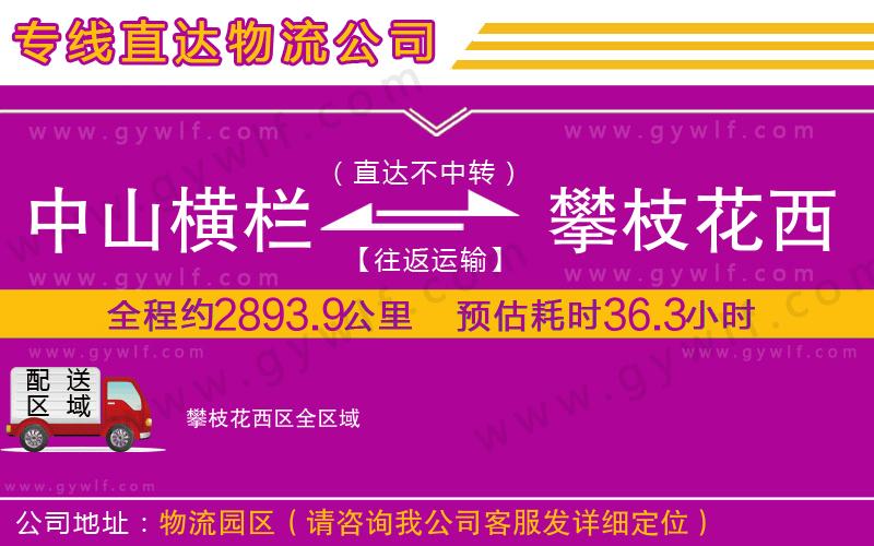 中山橫欄到攀枝花西區(qū)物流公司