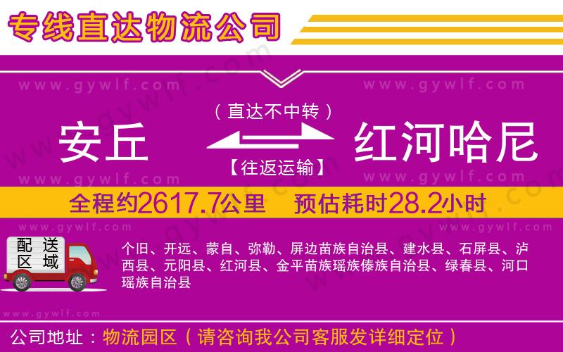安丘到紅河哈尼族彝族自治州物流公司