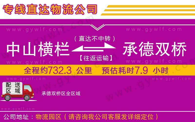 中山橫欄到承德雙橋區(qū)物流公司